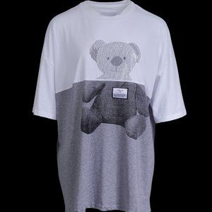 White and gray stitching sequined T-shirt